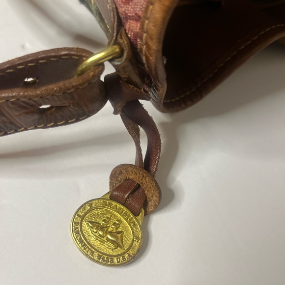 Vintage 90s Brahmin floral tapestry leather satchel bucket shoulder bag - Picture 15 of 16